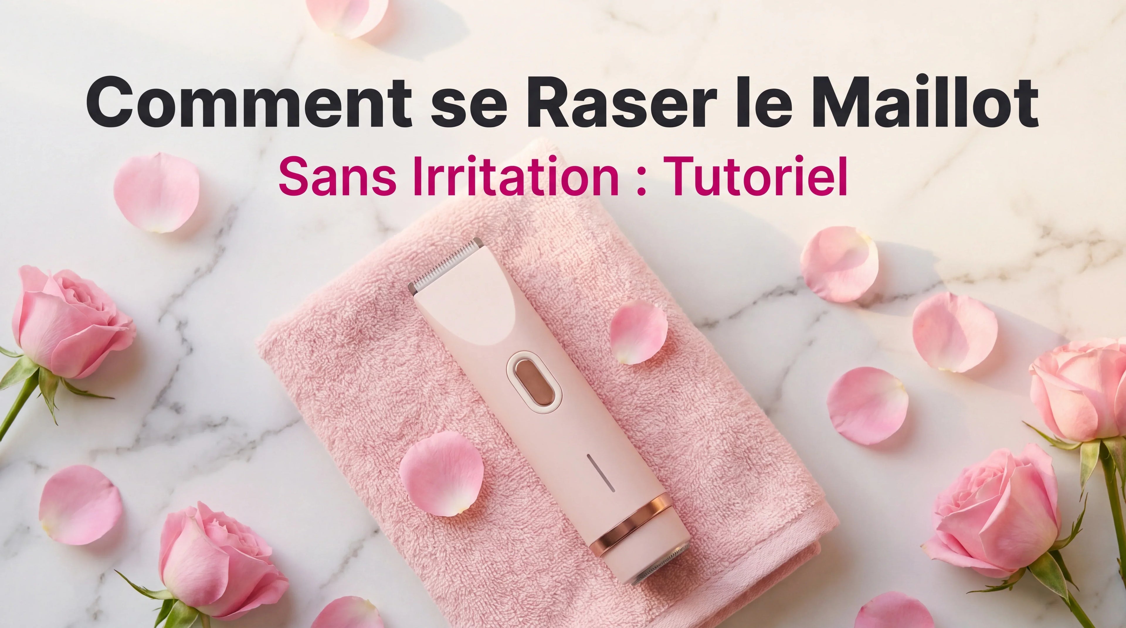 Femme rasant son maillot sans irritation — tutoriel pas à pas au rasoir céramique Image
