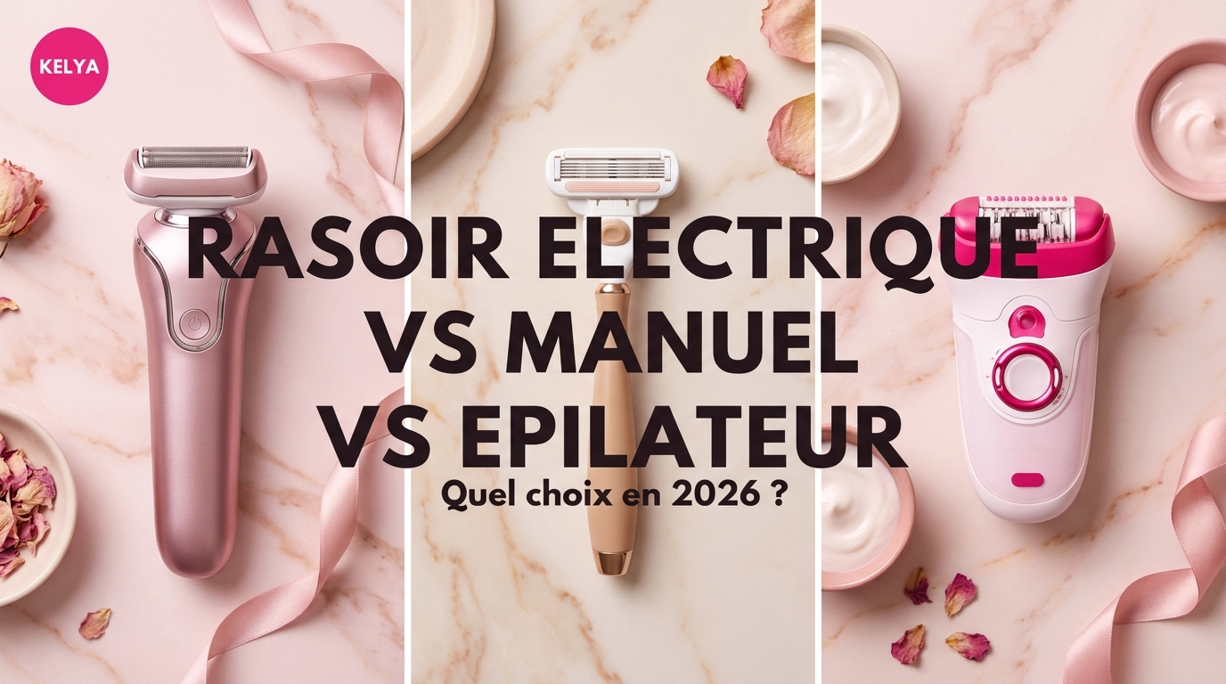 Rasoir électrique vs manuel vs épilateur : comparatif Kelya® 2026 pour choisir