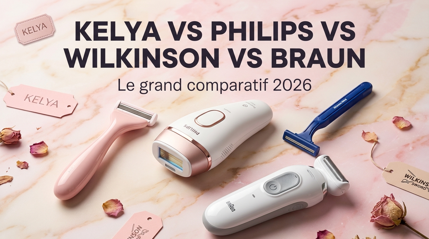 Kelya® vs Philips vs Wilkinson vs Braun : comparatif rasoirs femme 2026 Image