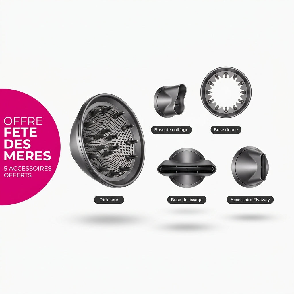 Les 5 embouts magnétiques du KELYA AirPro™ : lissage, volume, ondulations, brushing
