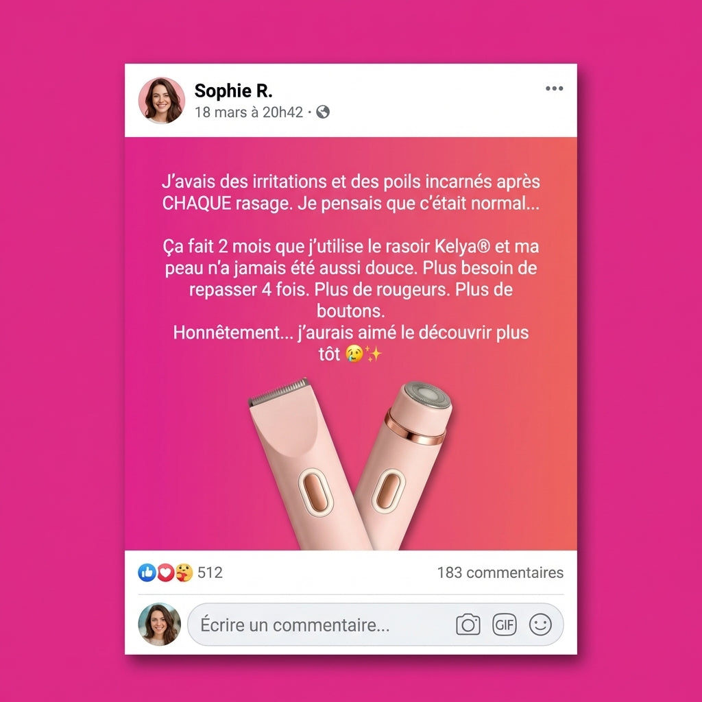 Kelya 2-in-1 razor for sensitive skin, featuring a sleek design and ergonomic handle for comfortable shaving.