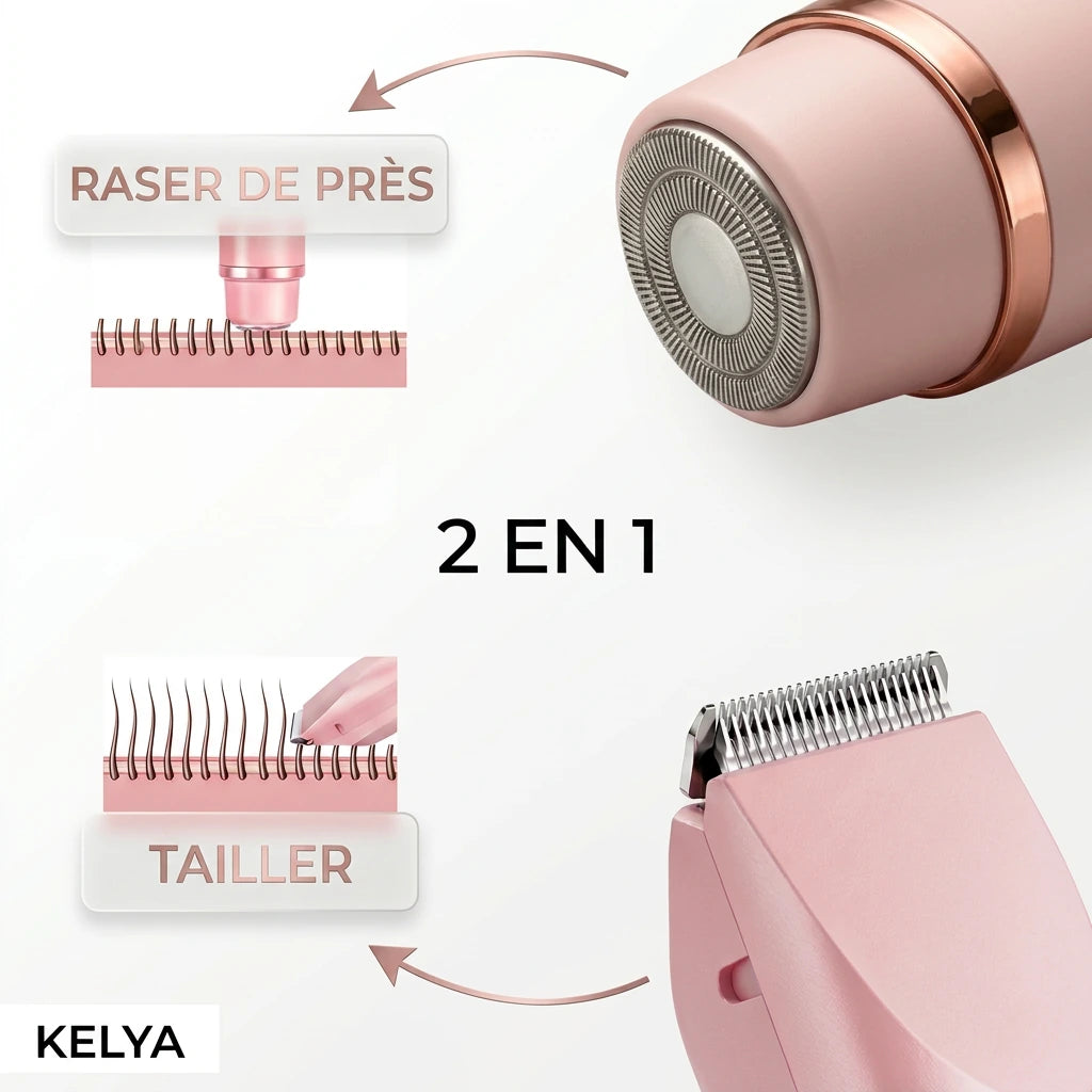 Rasoir Kelya 2-en-1 : tête de rasage et tondeuse intégrée